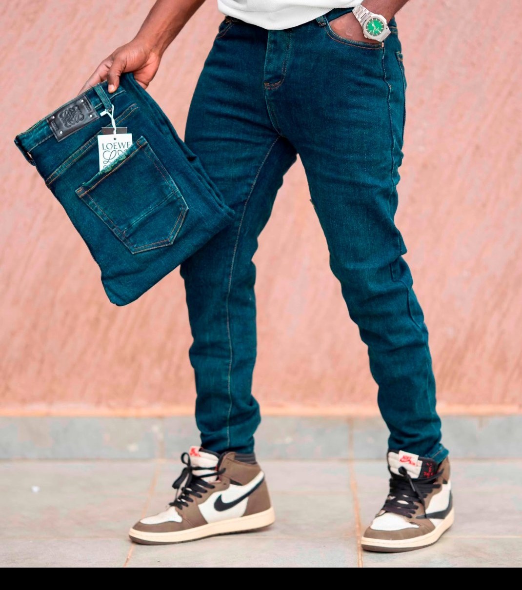 Dark Teal Tapered Denim Jeans