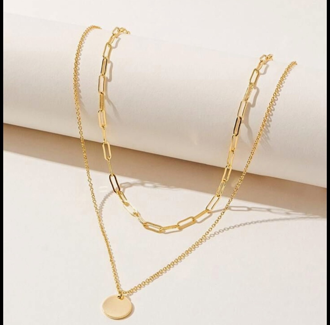 Gold-tone layered chain necklace