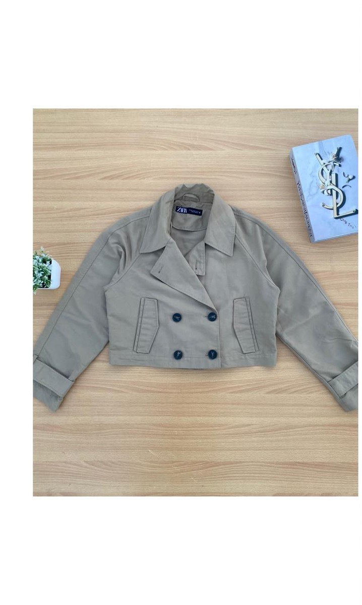 Grey Cropped Utility Jacket